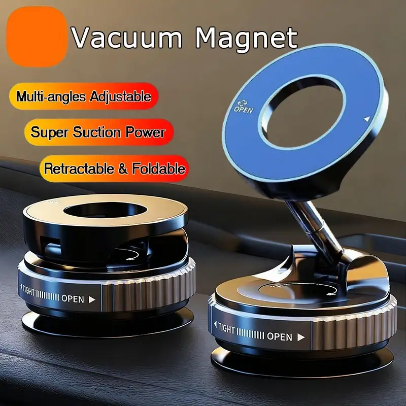 2026 Magnetic Vacuum Phone Holder 360 Adjustable Car Phone Mount with Strong Suction Cup Universal for home/Dashboard Stable