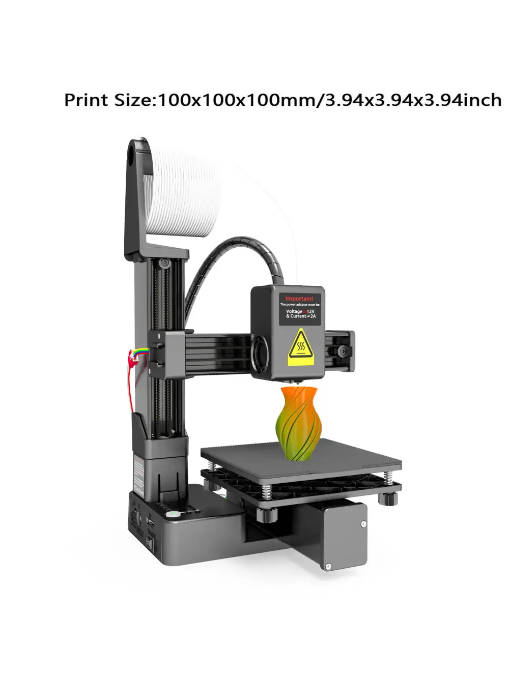 Entry Level 3D Printer 100x100x100mm for Student & DIY, PLA/TPU Compatible with Power Adapter