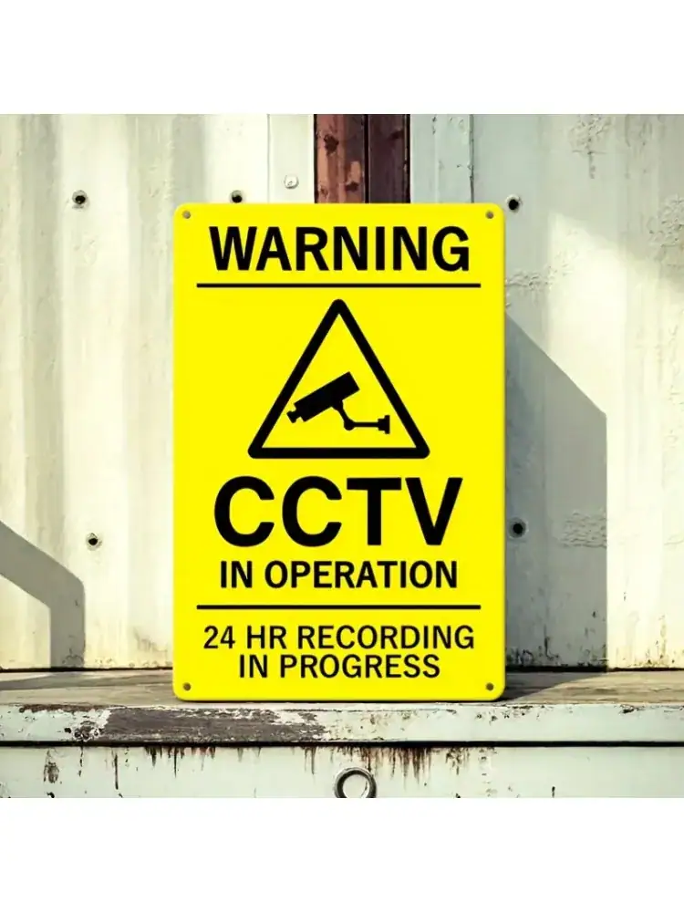 Warning CCTV in Operation 24HR Recording Security Camera Sign Metal Plaque Waterproof Outdoor Indoor Home Property Safety Not