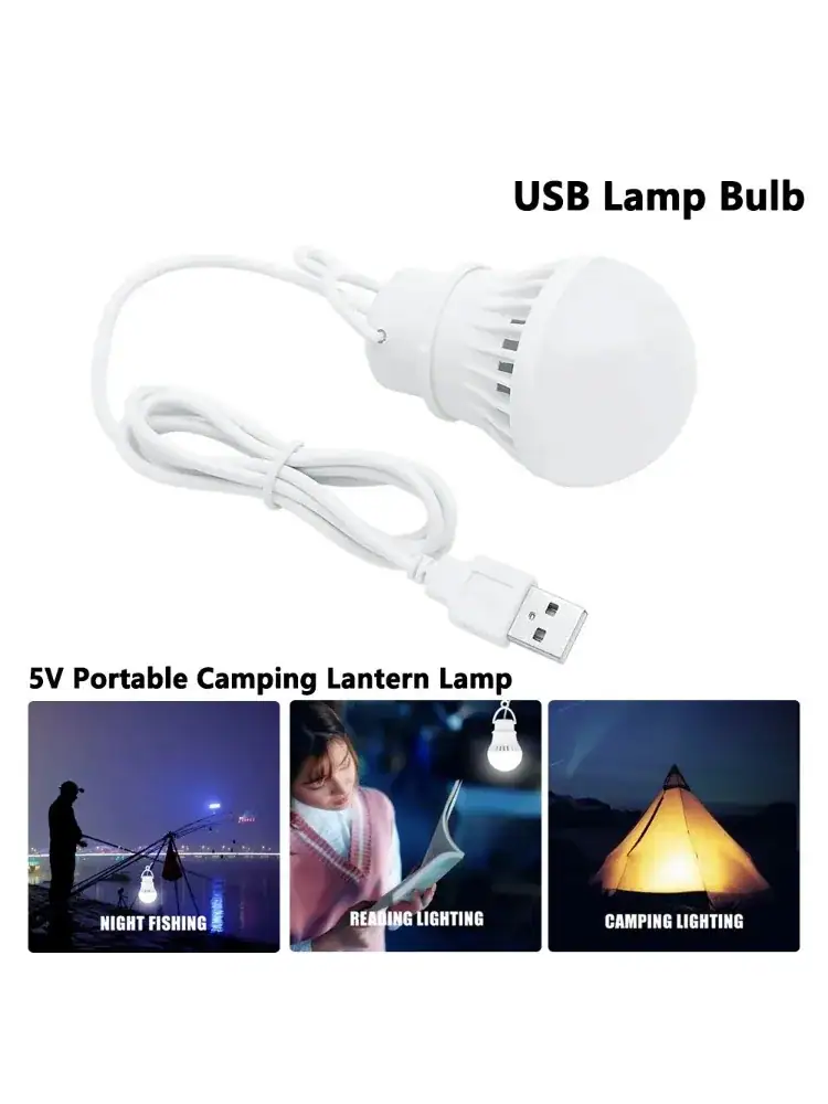 3/5/7W USB Lamp Bulb 5V Camping Lantern Lamp LED Power Reading Book Light For Outdoor Camping Tent Emergency Lighting