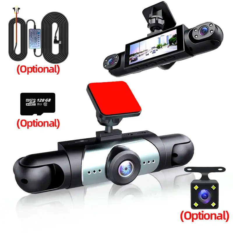 Acceo 1080P Dash Cam with Full HD Night Vision Support 4 Lens Loop Recording 24/7 Parking Monitor Optional Rear Camera for Car