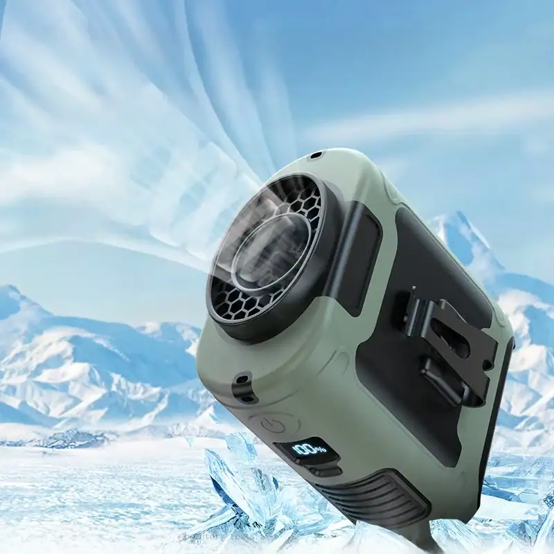 10000mAh Outdoor Waist Fan Hanging Neck Strong Wind with Power Bank LED Lighting for Emergency Sports Outdoor Working
