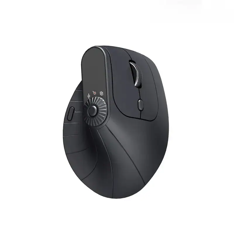 Ergonomic Vertical Wireless Mouse With Function Adjustment Knob Bluetooth 2.4G Dual Mode Wireless Rechargeable Mouse for Desktop