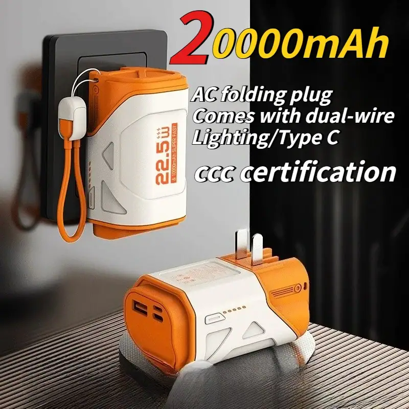 10000mAh 2025 PowerBank Fast Charger PD22.5W with AC Plug Power Bank for IPhone16-8 Sansung Xiaomi Mobilephone