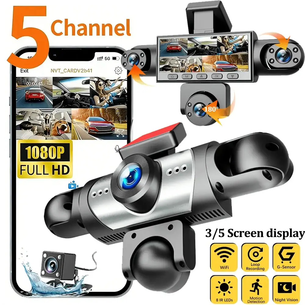 3/5Len WiFi 1080P 360° Car DVR Dash Cam Video Recorder Auto Night Vision Front inside Left Right Rear View Camera Car Assecories