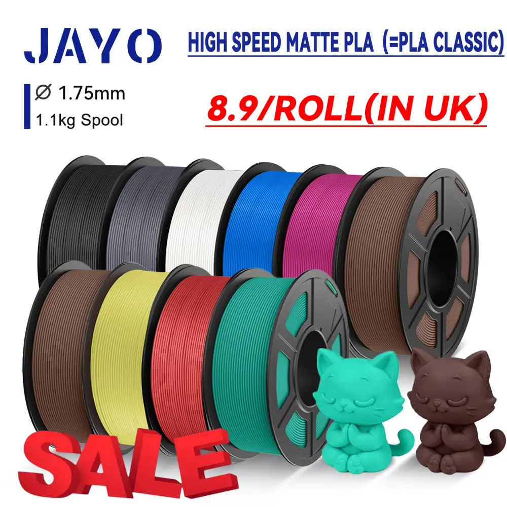 JAYO 3D PLA Classic Printer Filament 1.75mm( High Speed Matte PLA ) 1.1KG/Roll 3D Filament Neatly Wound Matte Effect For 3D FDM