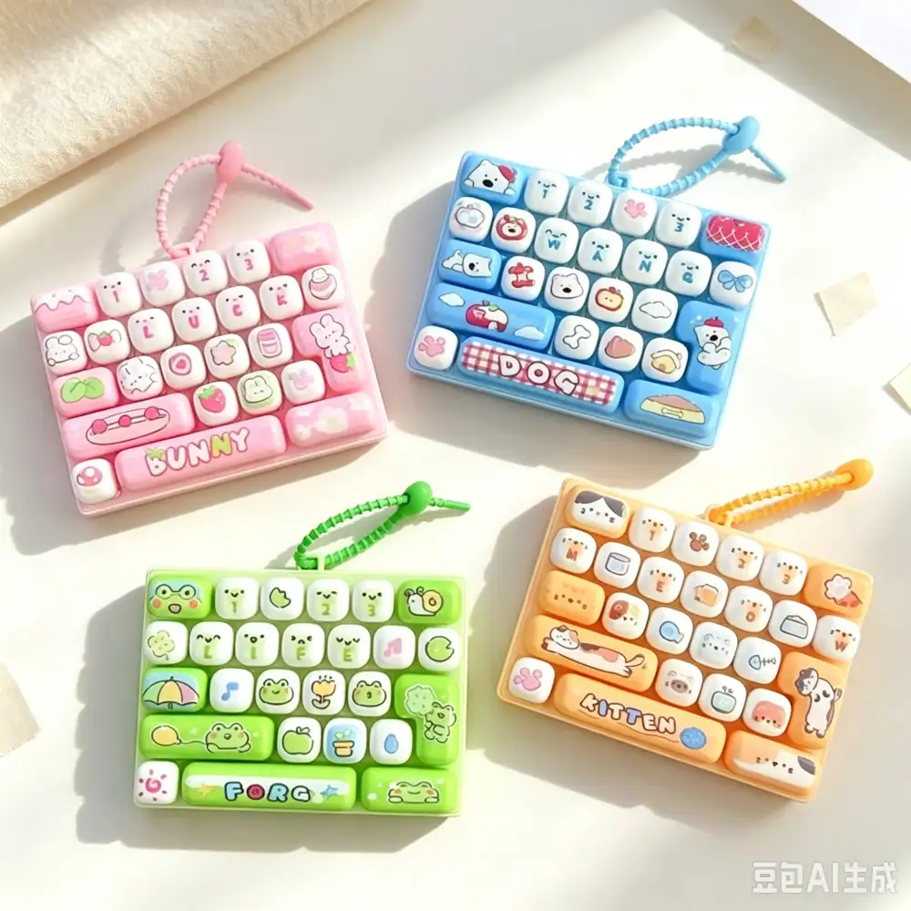 26Grid Keycap Clicker'' Anti Stress 'Fidget Keyboard Keychain Decompression Button Cartoon Hand Relax Party Favor Gift 26구 키캡 키링