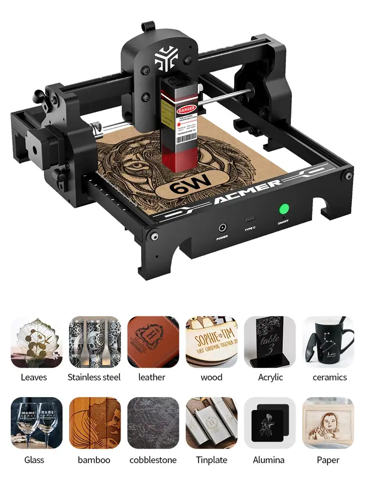 ACMER S1 Laser Engraver Cutting Machine CNC Upgradable Laser Carve Wood Glass PCB for Beginner Support LightBurn