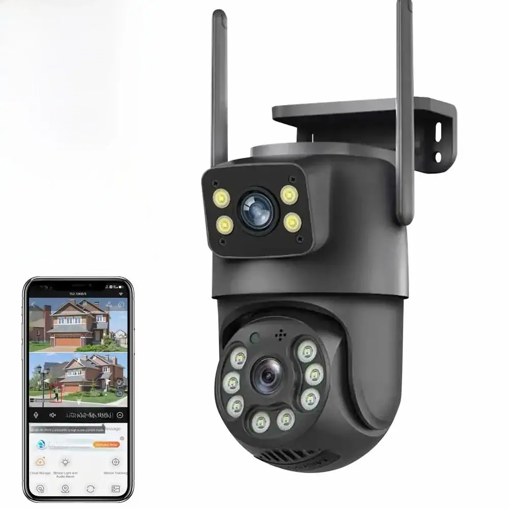 8MP WiFi Camera PTZ Dual Screens Auto Tracking Night Vision CCTV Surveillance Camera Outdoor 4MP Security IP Camera icsee