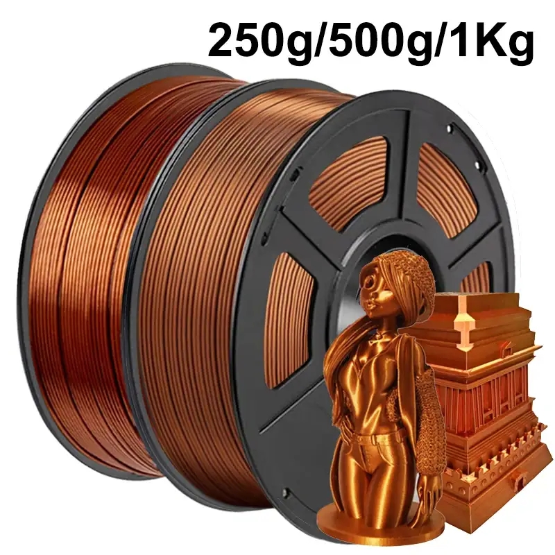 Silk Copper 3D Printer PLA Filament 1.75mm Luxury Silky Luster 250g 500g 1kg For 3D Pen Printing Materials PLA Silk Copper