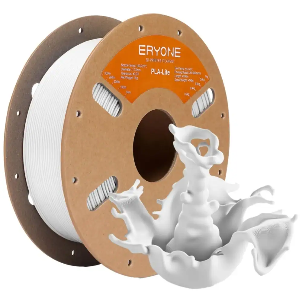 ERYONE 1KG PLA Lite 1.75mm 3D Printer Filament, Easy Print No Warping, Matte Finish +/-0.03mm, 1kg Spool