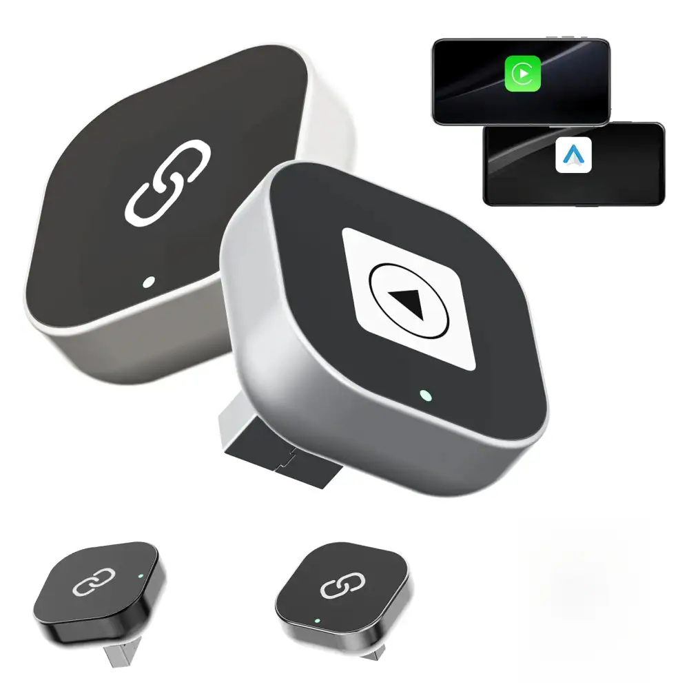 2 in1 Wired to Wireless CarPlay Adapter Plug & Plug Auto Connect Converts for Wired Cars Compatible CarPlay & Android AUTO 2025