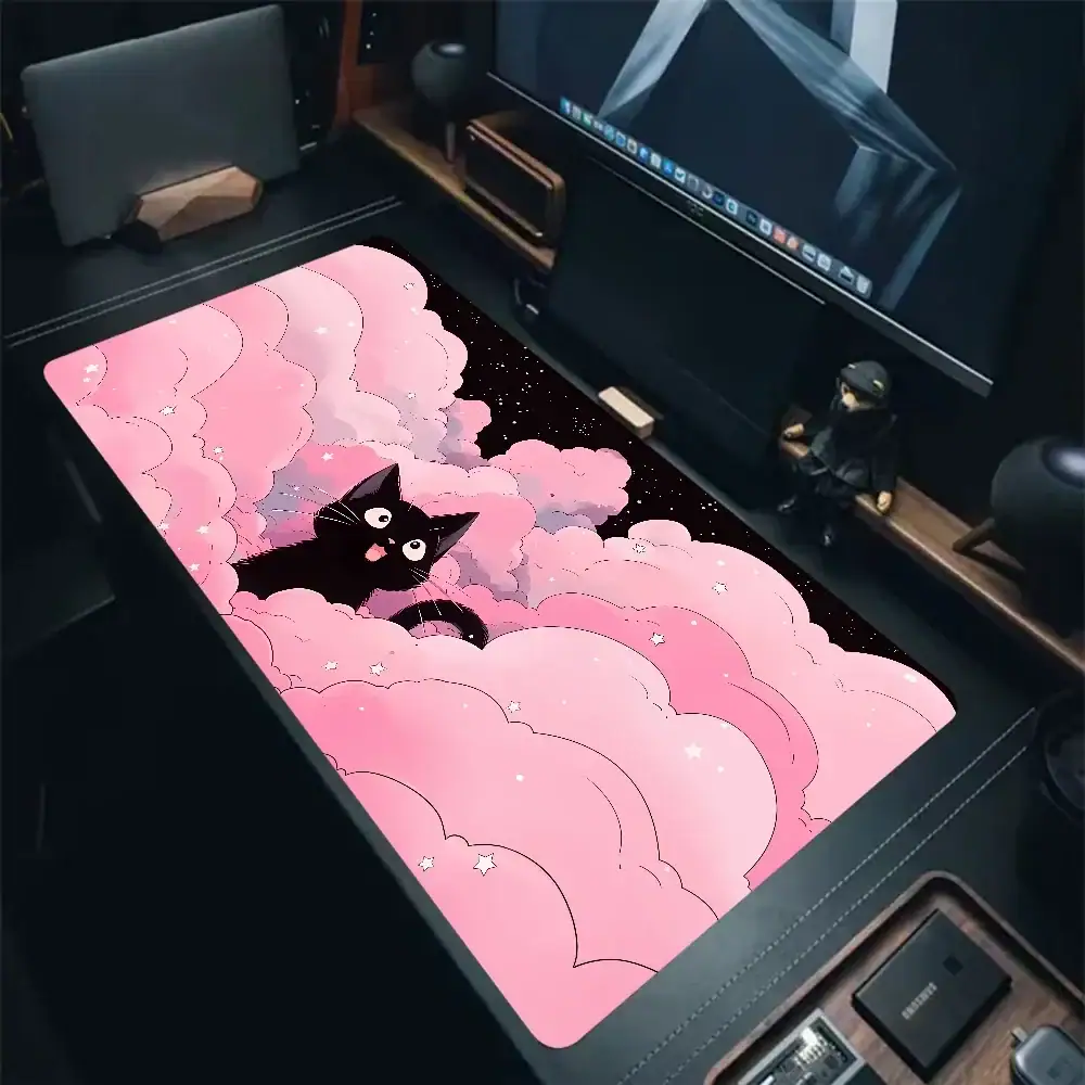 Cat Clouds Fast Delivery Keyboard pad lock-edge Extended Mousepad kawaii Pink Purple Office desktop protection pad XXL rug