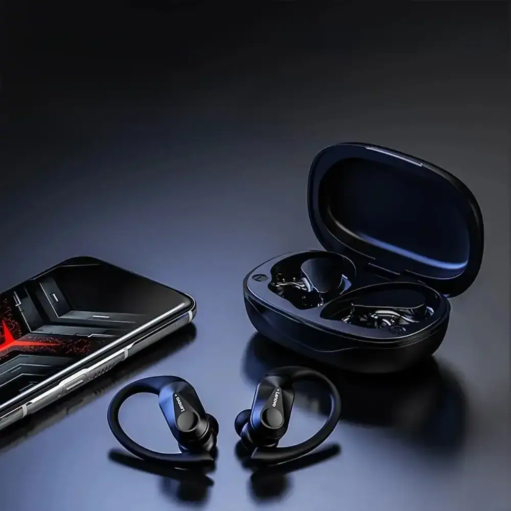 Lenovo LP75 Sports Wireless Earphones with Mics,Button Control, LED Power Display,Hifi Stereo Sound Bluetooth 5.3 TWS Headphones
