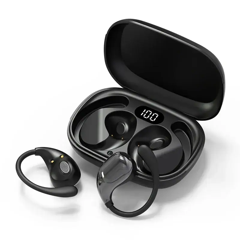 KEBIDUMEI Open Ear Earphones Bluetooth 5.4 Ear Hook Headphones HiFi Stereo Wireless Headsets LED Display Touch Sports Earbuds