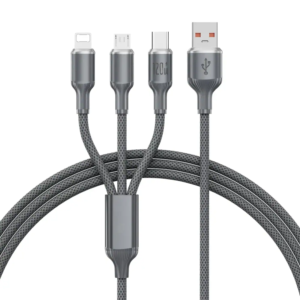 3-in-1 Fast Charging Cable , Xiaomi, USB-C, Micro USB, 1.2m Multi-Port USB Charger Cord for Phones, Tablets & Devices