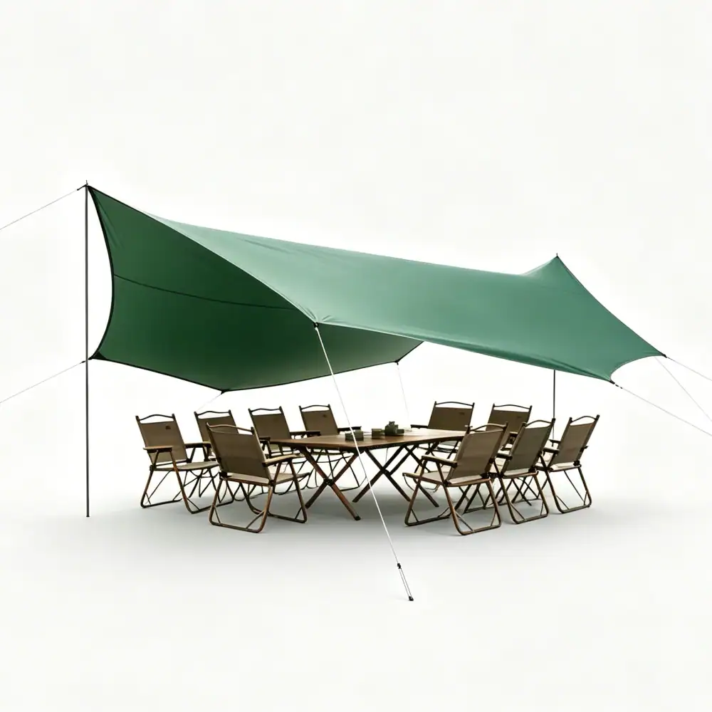 [Optional Selection] Large Octagonal Tarp 5.1x5.1m Ripstop Grid Coated Blackout Sunshade Camping Tent Octagonal Tarp Waterproof Single Item with 2.8m Poles Full Set