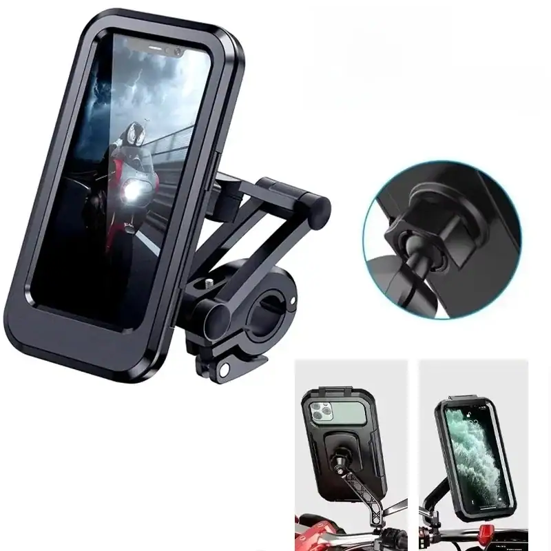 Waterproof Motorcycle Bike Mobile Phone Holder Support Universal Bicycle GPS 360° Swivel Adjustable Motorcycle Cellphone Holder