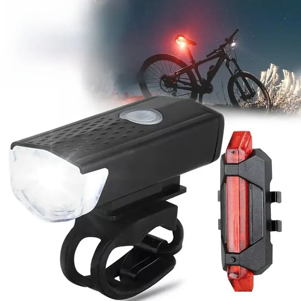 USB Rechargeable Bike Light Front Light Taillight Easy to Install 3 Modes Bicycle Accessories for the Bicycle