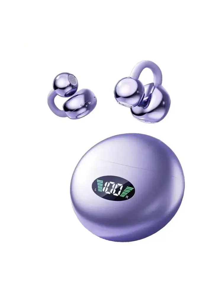 Clip-on Wireless Earphones Bluetooth 5.3 Earbuds Premium Sound Quality Long Battery Life Perfect for Sports Headphones With Mic