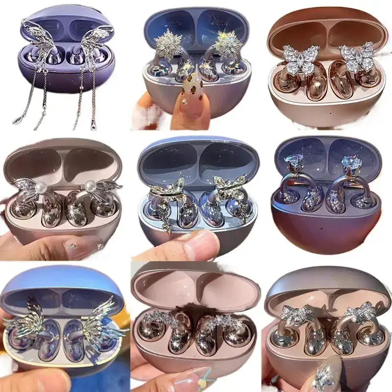 1Pairs DIY Headphone Diameter Buckle Zircon Decorative Headphone Decoration Clip Removable Easy To Install Earbud Accessories