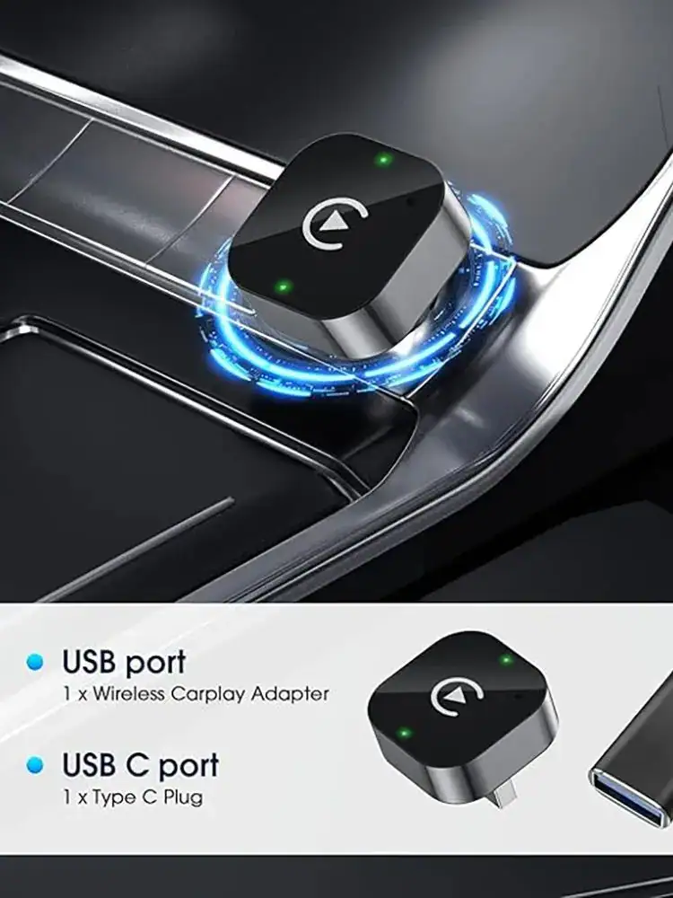 Wireless Carplay Adapter & Android Auto 2026 Upgrade Wired CarPlay to Wireless,2-in-1 USB Design with Fast Stable Connectio