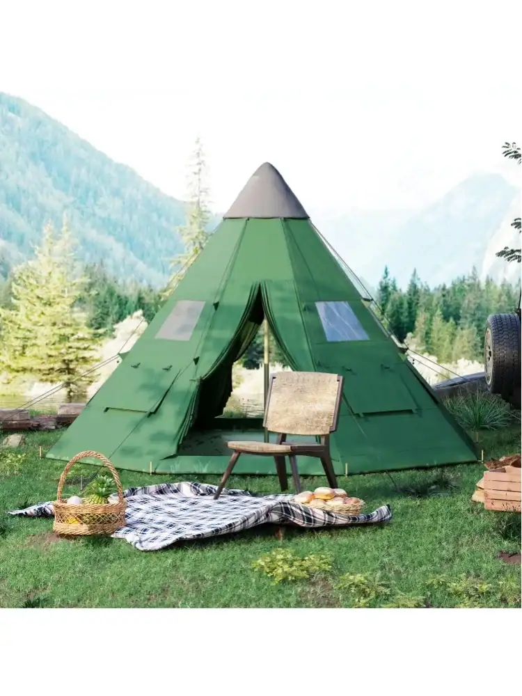 Camping Tent, Waterproof Pyramid Bell Tent Large Space Outdoor Shelter for Family Camping Picnic Hiking Festival