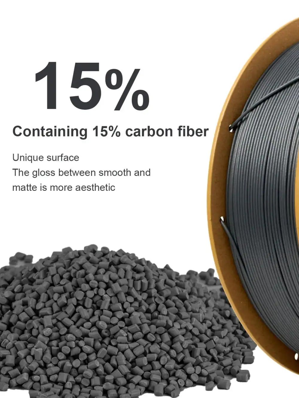 Eryone 1KG PETG Carbon Fiber Filament 1.75mm, 15% CF High Rigidity 3D Printer Filament, +/-0.03mm