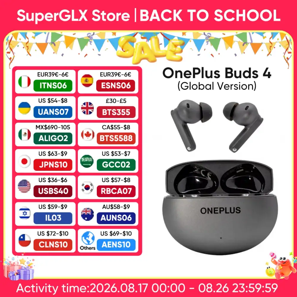 Global Version OnePlus Buds 4 True Wireless AI Call Noise Cancelling Earphones 55dB Long Range IP55 Waterproof Earbuds