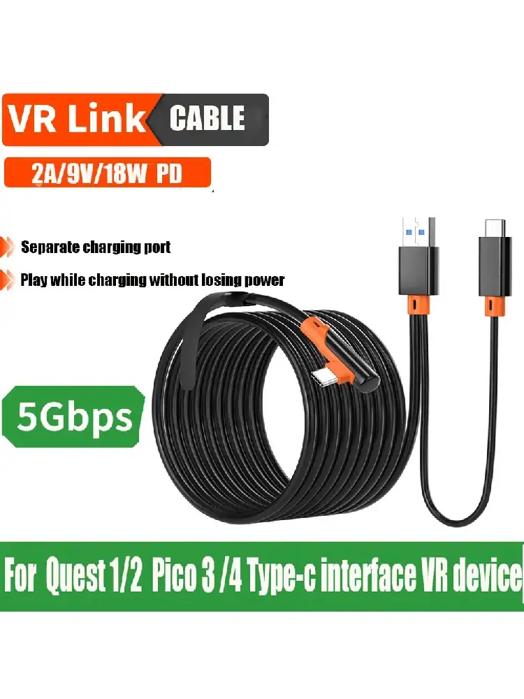5Gbps Data Transfer Charging Cable USB3.0 to Type-C for PSVR2 Oculus Quest 3/2 Link Cable VR Headset for PICO 4 Accessories