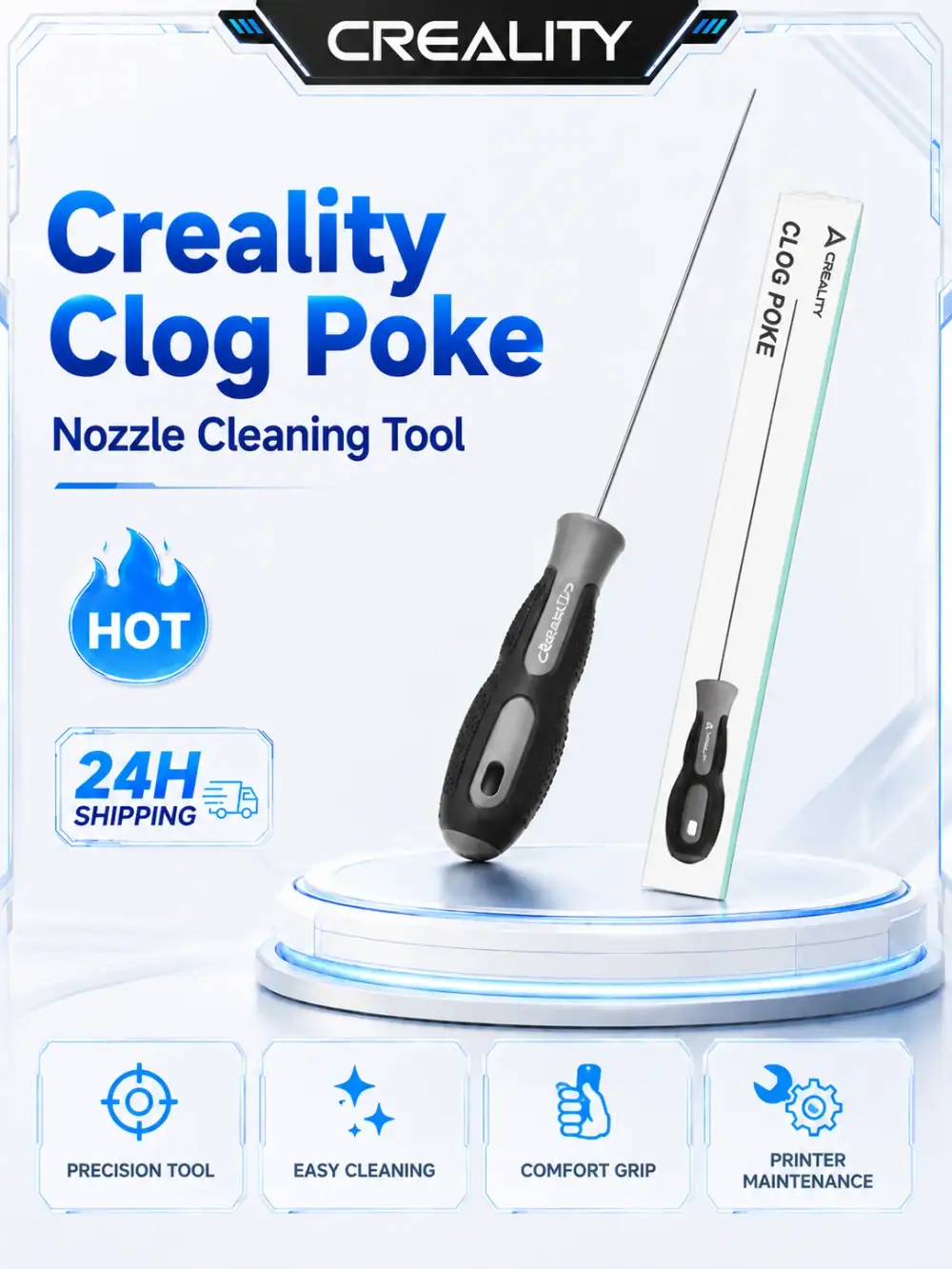 Creality Clog Poke 3d Printer Nozzle Cleaning Kit For 1.75mm Filament Nozzles Φ1.5mm L210mm Needle Clean Hotend 3d Printer Part