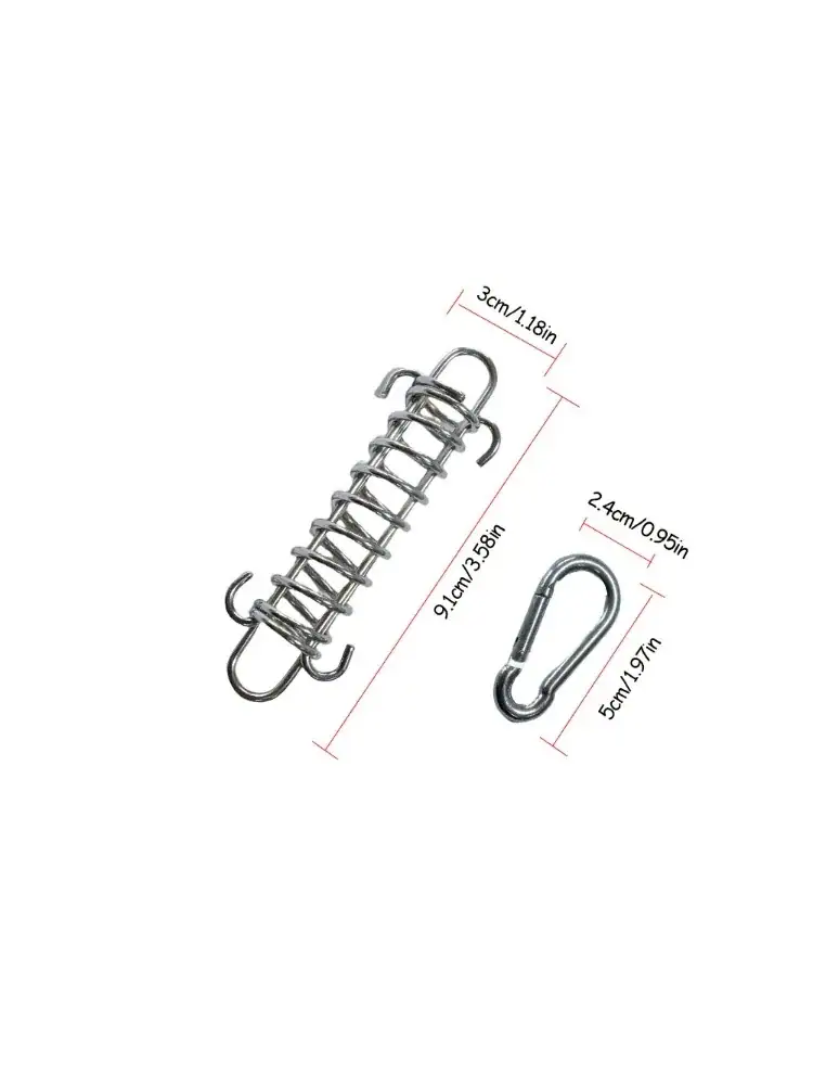 4Pcs Tent Wind Rope Spring Buckle, Awning Tensioner Fixed Hook with Carabiner, Outdoor Camping Tent Deck Peg Accessories
