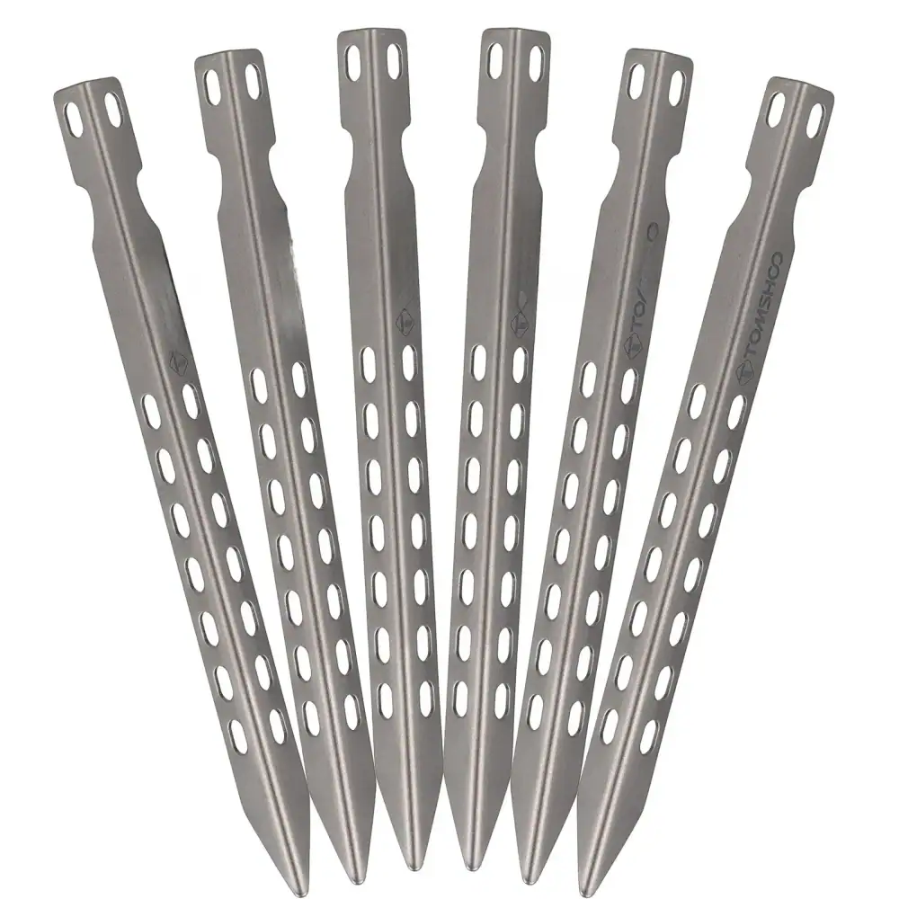TOMSHOO 4/6 Pack 6.3 Inch Camping Tent Pegs Ultralight Windproof Titanium Tent Stakes Outdoor Camping Hiking Tent Pegs Nails