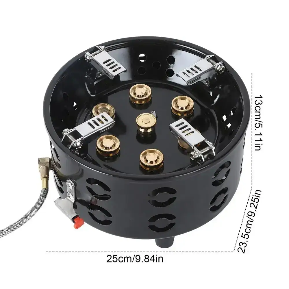 19800W 7-Core Camping Stove High-Power Strong Fire Tourist Gas Burner Windproof Electronic Ignition Camping Equipment