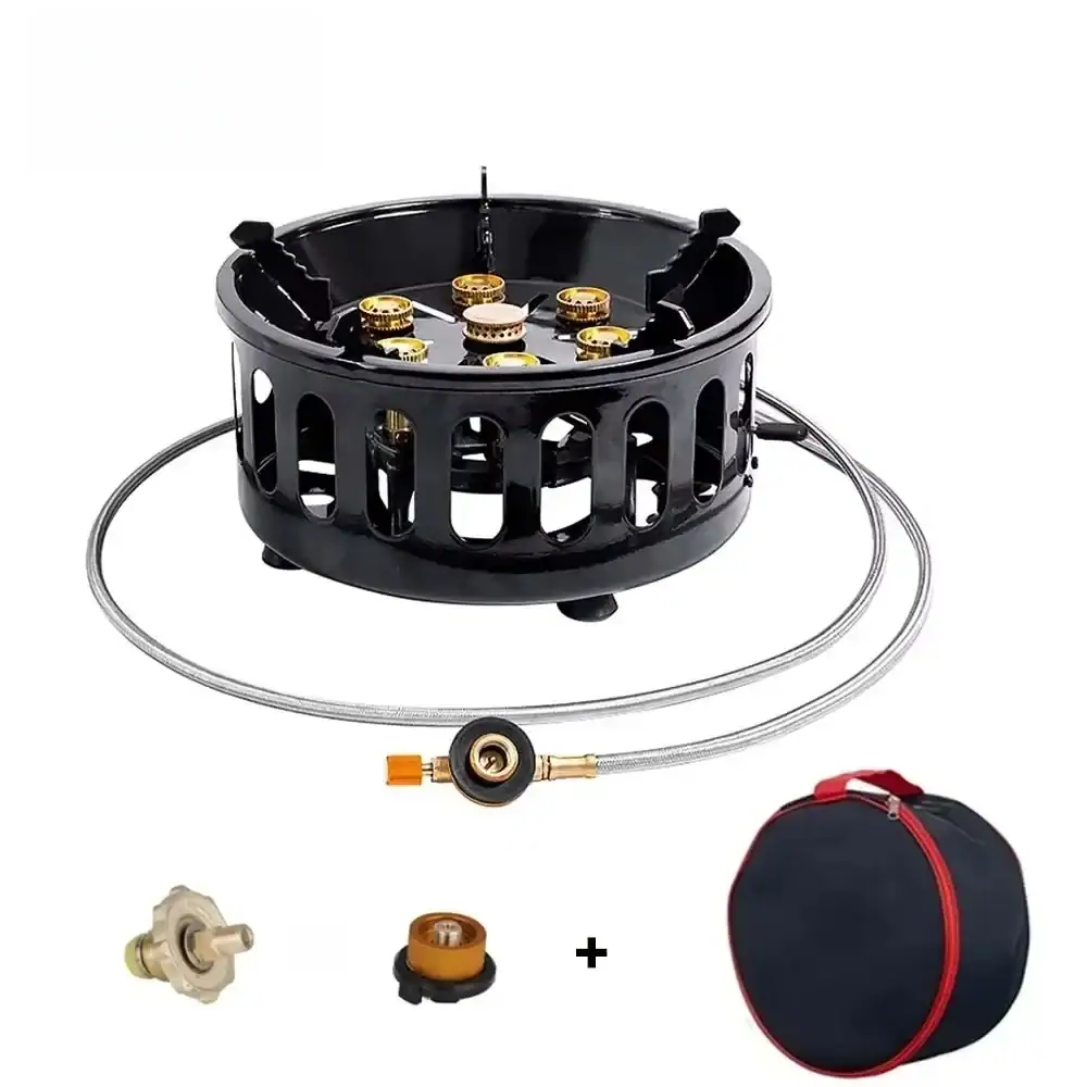 19800W 7-Core Camping Stove High-Power Gase Burner Windproof Stove Electronic ignition Outdoor Stoves Hiking Camping 2023
