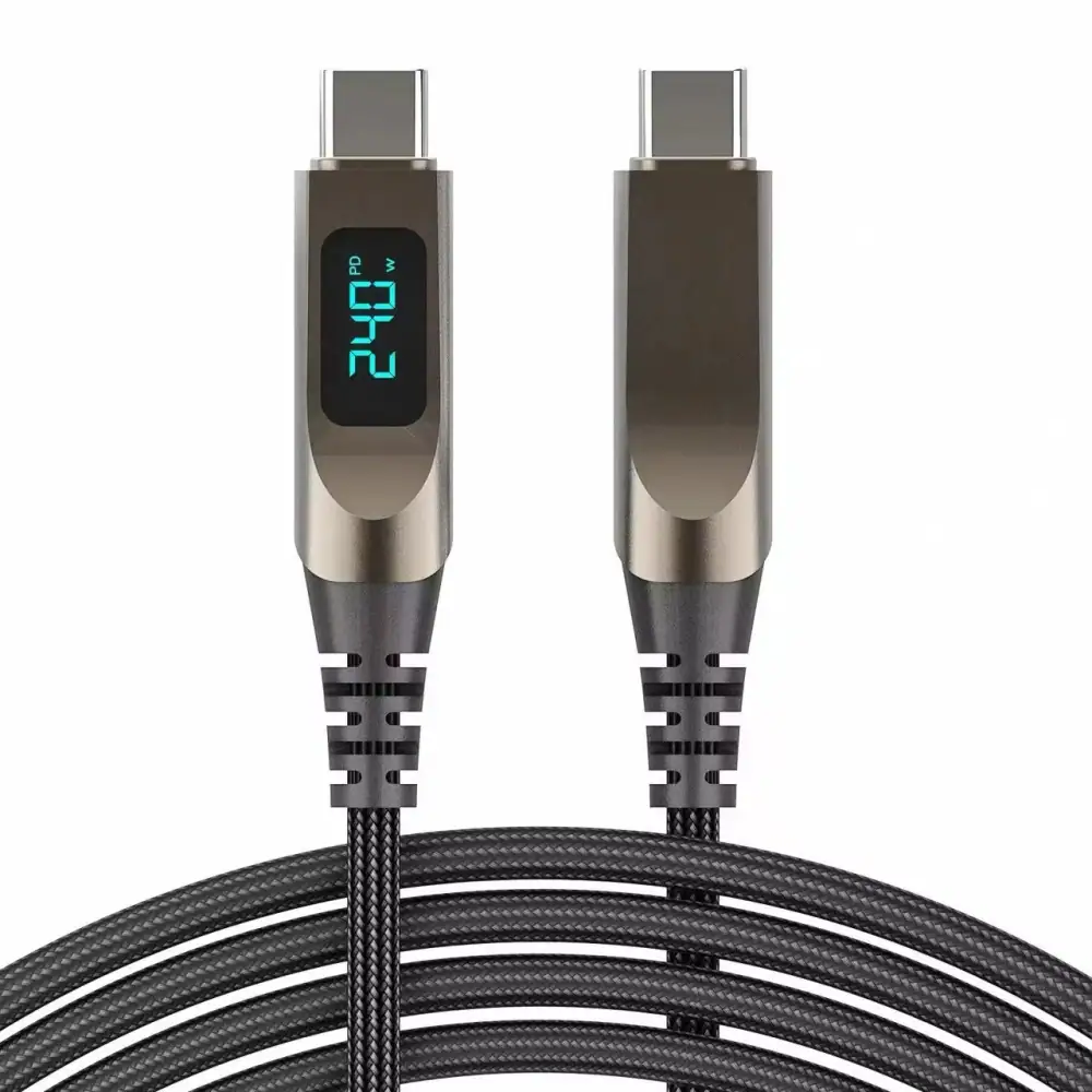 240W Real-time Digital Display Data Fast Charging Cable Type-C Cord 15 16 17 Pro Max Xiaomi Android Charger