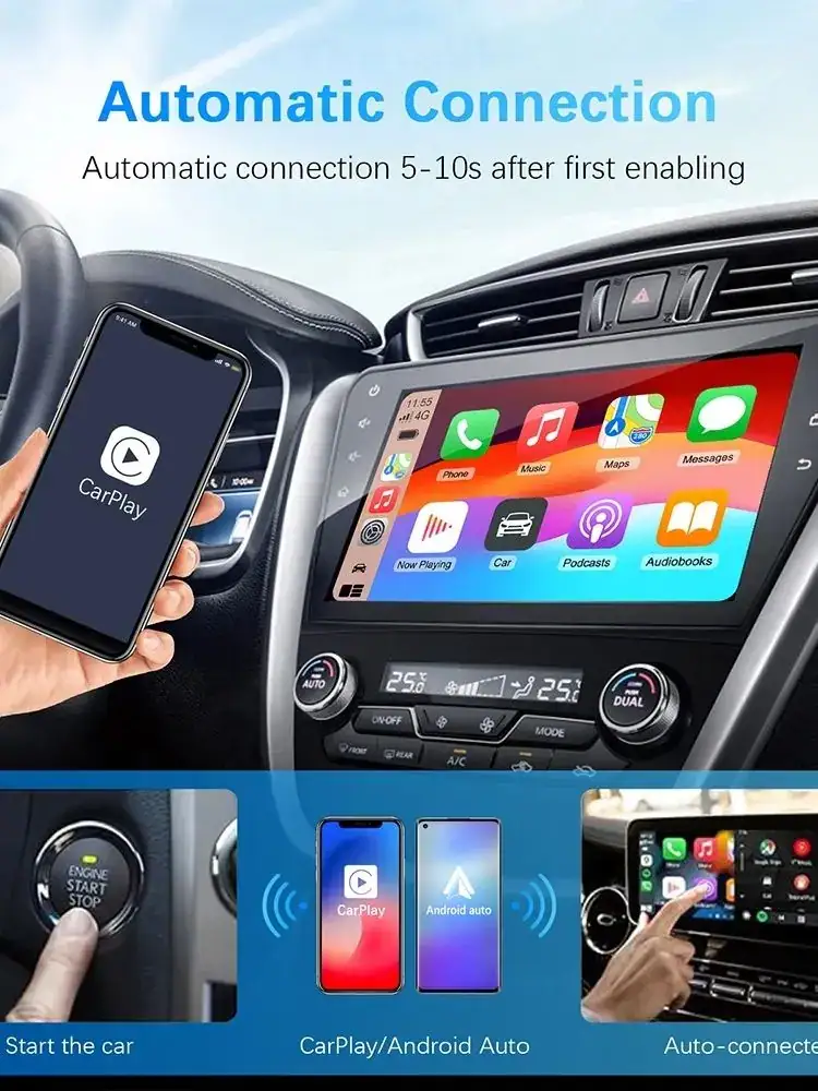 Wireless Carplay Adapter Android Auto Wireless Smart Dongle 2in1 For For MG ZS EV MULAN MG4 MG5 EHS MARVEL R MAXUS