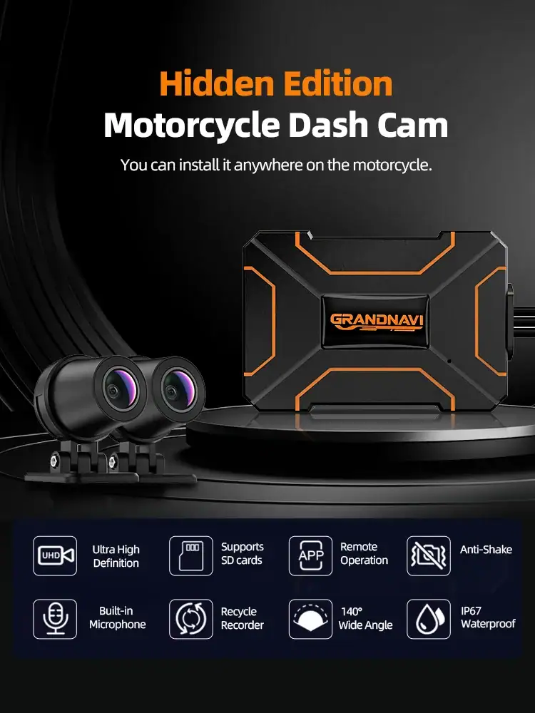 2K Motorcycle DVR Dual 1080P WiFi Front & Rear Waterproof Camera Recorder Motorcycle Dash Cam Motorbike Box Dual-lens