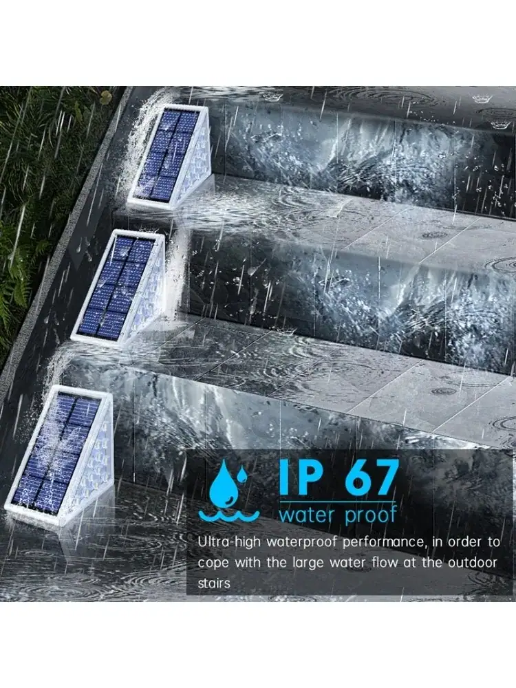 LED Step Lamp Stair Light Outdoor IP67 Waterproof Solar Light with Lens Anti-theft Design Decor Lighting for Garden Deck Path