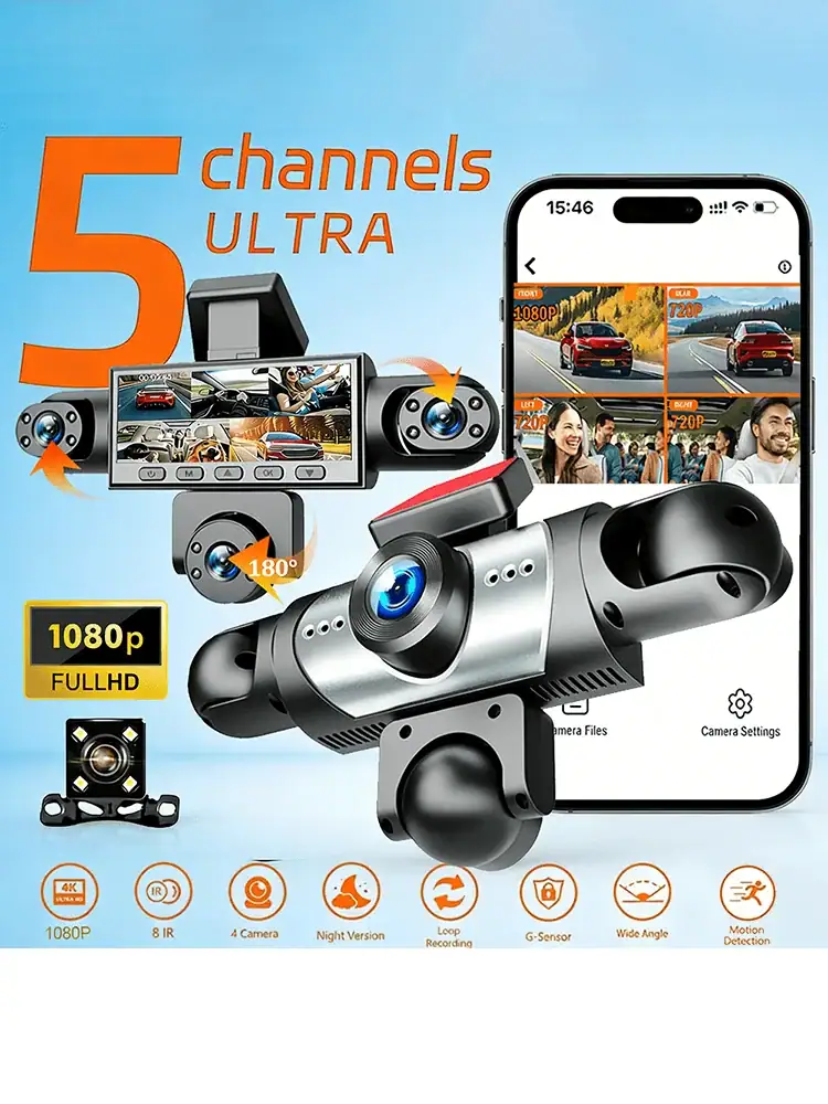3/5Len WiFi 1080P 360° Car DVR Dash Cam Video Recorder Auto Night Vision Front inside Left Right Rear View Camera Car Assecories