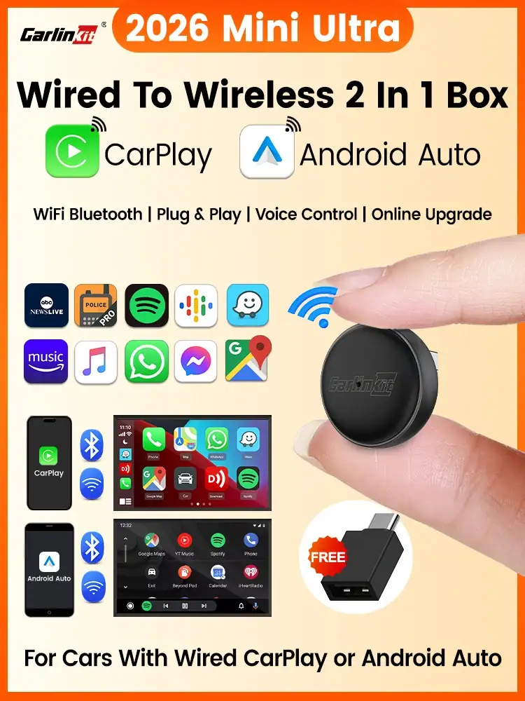 Ultra 3 CarlinKit 5.0 Wireless Adapter Wireless CarPlay Android Auto For OEM Car Plug & Play WiFi Bluetooth Auto Connection