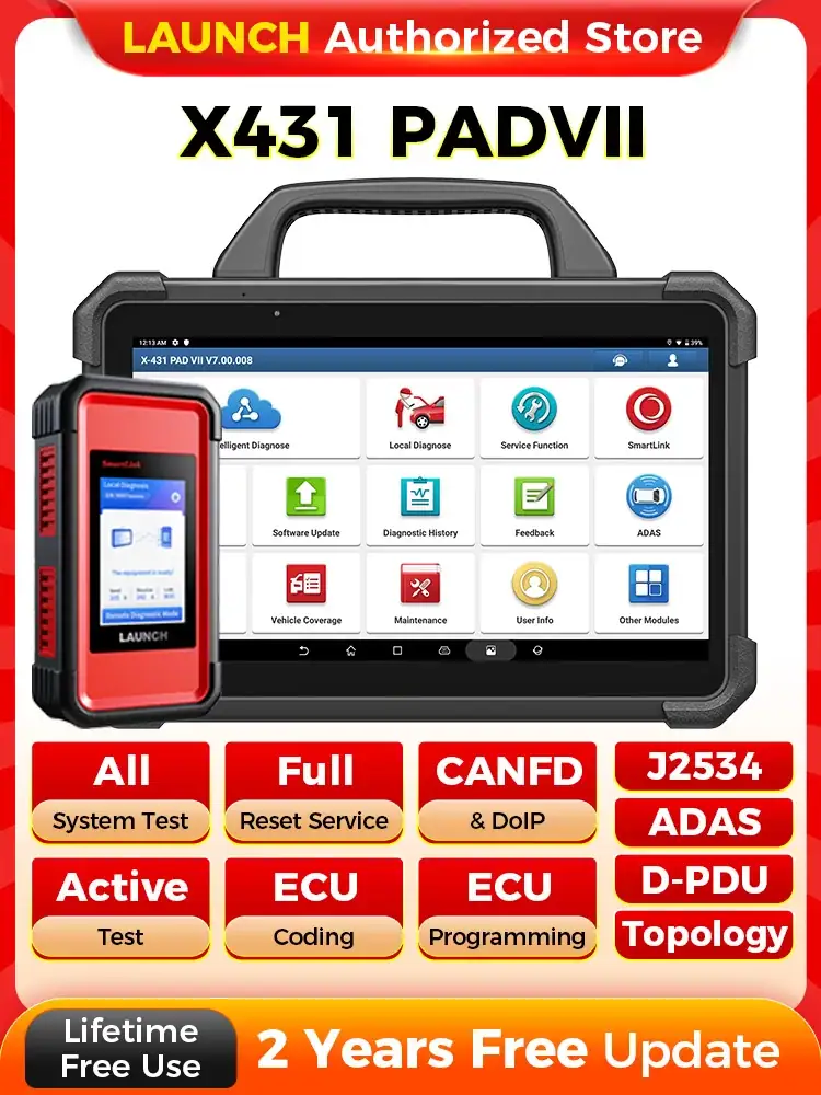 LAUNCH X431PADVIIELITE Car Diagnostic Tools J2534 Online Programming OBD2 Smartlink Automotive Scanner Auto Diagnost OBD 2 Years Free Update Professional OE-Level