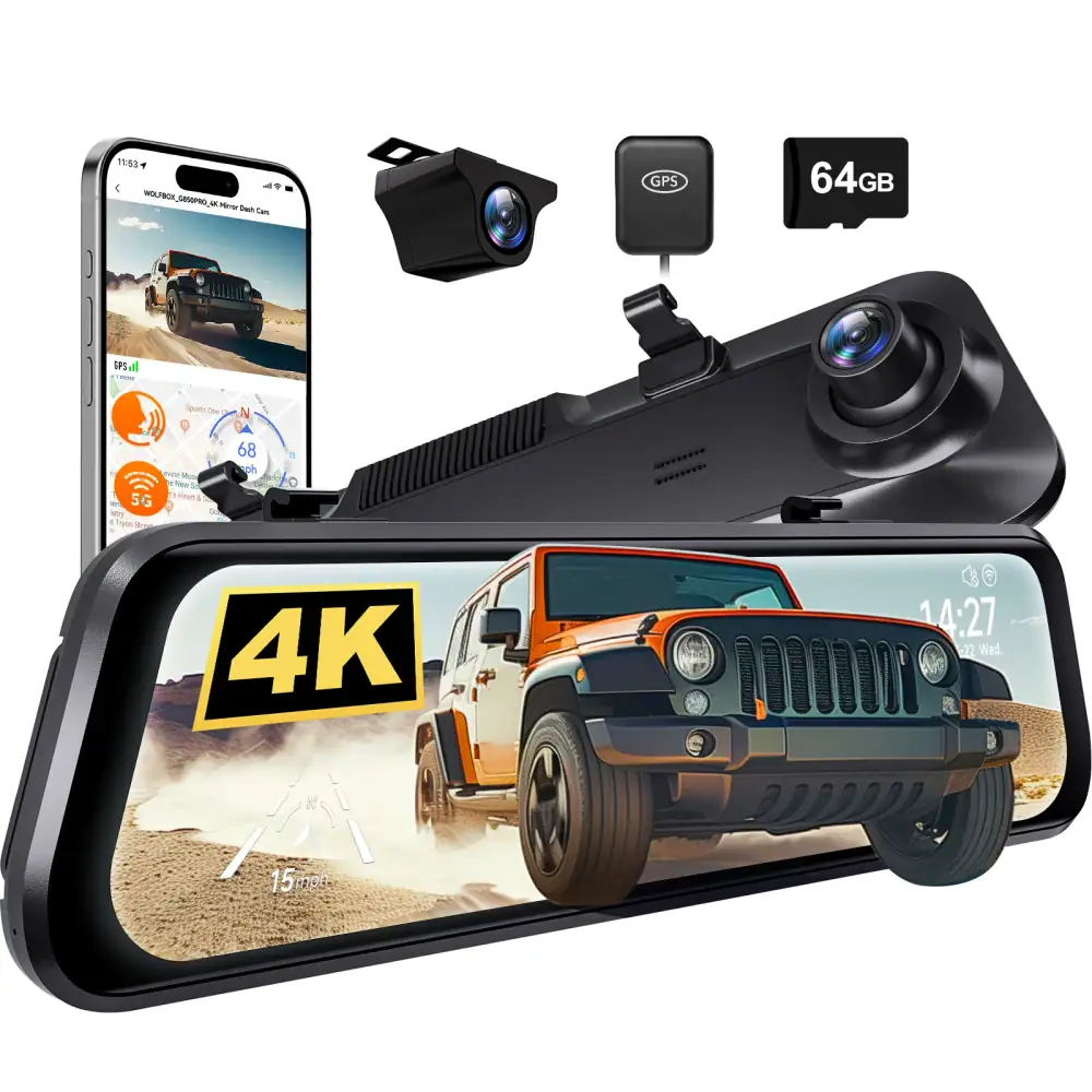 WOLFBOX G850 PRO WIFI 4K Front and Rear Dash Cam ADAS Car Camera WDR 1080P Dash Camera for Car FOV170 Car Dvr GPS Night Vision