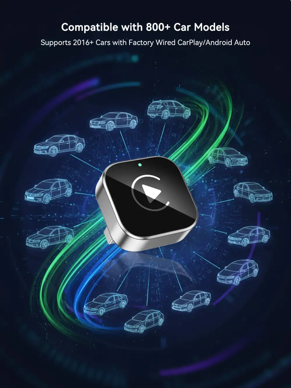 Wireless CarPlay Adapter & Android Auto Dongle, Fast Auto-Connect, Ultra-Compact & Plug-&-Play Wireless CarPlay Convert