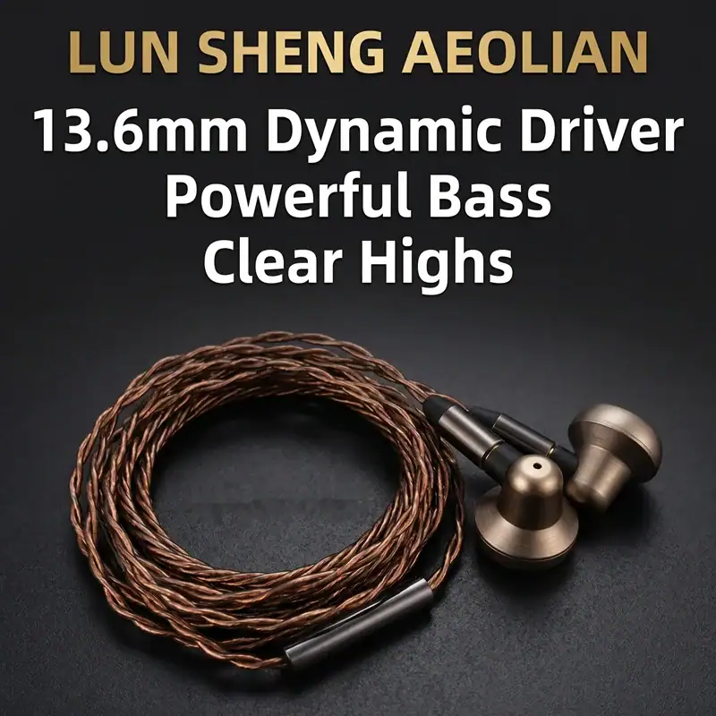 LUN SHENG AEOLIAN Bells Flat Head Earbuds In Ear Earphone Wired HIFI 13.6mm Circular Composite Dynamic Driver MMCX