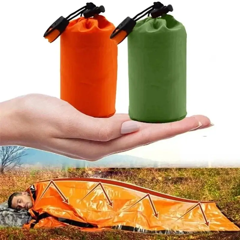 Waterproof Emergency Survival Sleeping Bag Outdoor Edc Camping Gear Thermal Sack First Aid Rescue Kit Mylar Blanket
