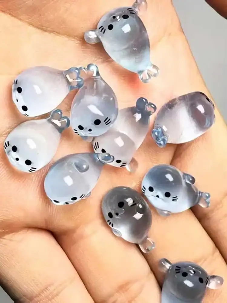 10/20 Pcs Glow in The Dark Seal Figurines, Resin Sea Animals Miniatures, 4 Styles for DIY Craft Home Decoration Supplies