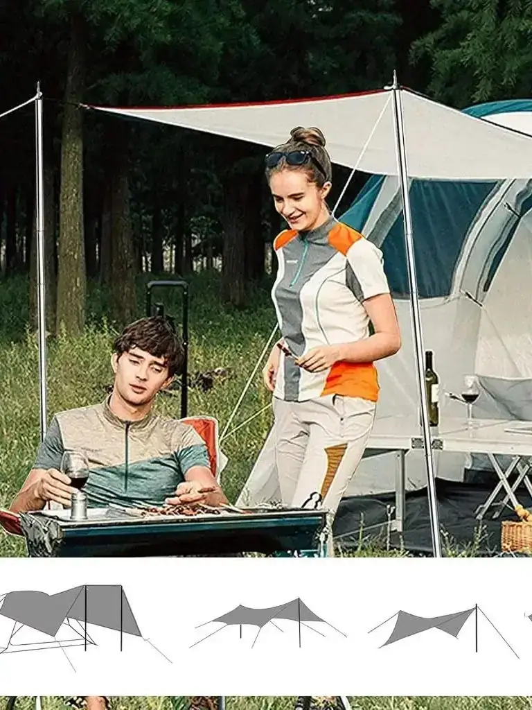 Tent Pole 2.M 5 Section/1 Piece Tarp Tent Pole Awning Pole Outdoor Camping Tent Foyer Support Pole Set of 2 Replacement Tent Pol