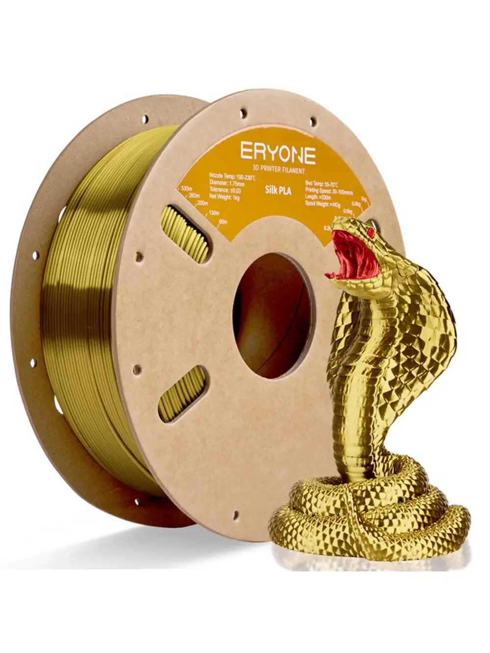 ERYONE 1KG Silk PLA 3D Printer Filament 1.75mm, Premium Silk Shiny Finish Single Color, Glossy Smooth Surface 1kg Spool
