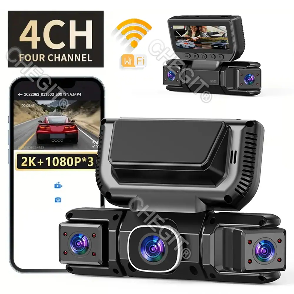 4Channels Car DVR WIFI 1080P Video Recorder 360 Degrees Dash Cam Night Vision 24H Hardware Kit Front & Rear View Camera Car
